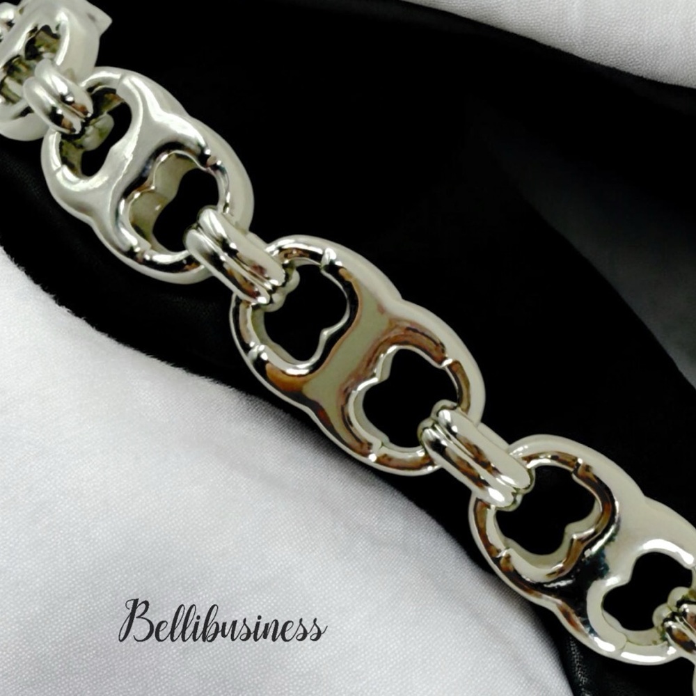 Tory Burch Silver Gemini Link Cuff Bracelet. - Picture 5 of 6